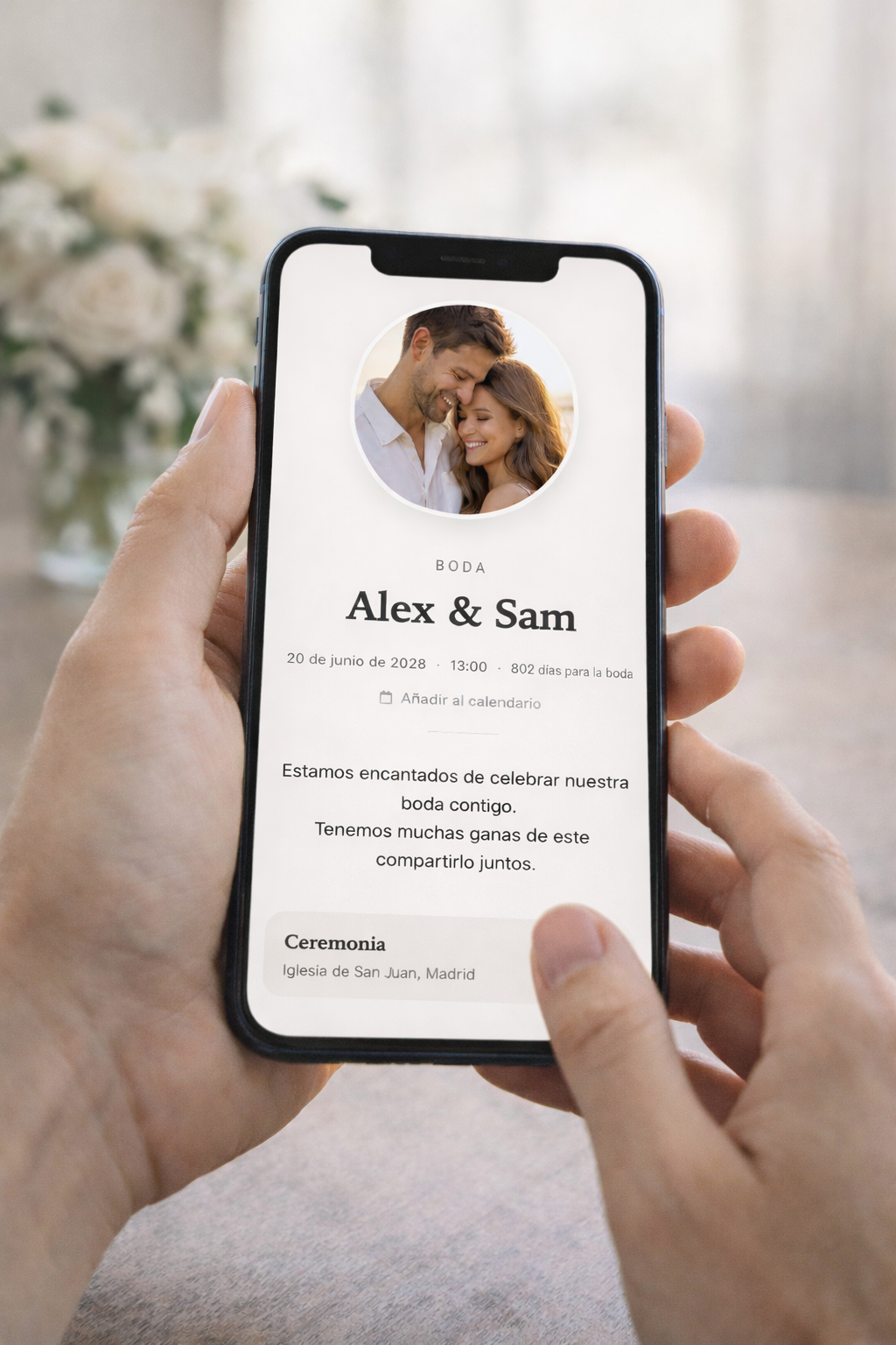 Web de boda en móvil